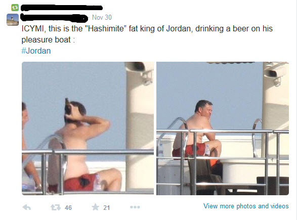 King of Jordan ISIL tweet
